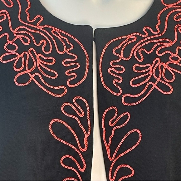 Ming Wang Womens 1x Black Coral Blazer Cardigan Sweater 3/4 Sleeve Open Front - Picture 3 of 12